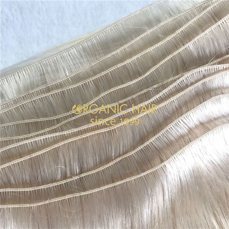 Ash blonde human full cuticle hand tied wefts X219